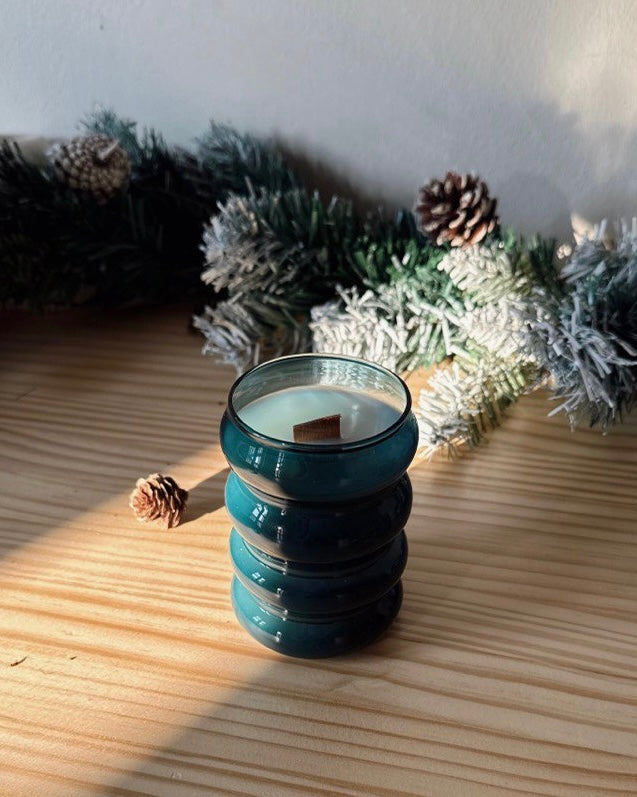 Winter Woodland Cloud Glass Candle