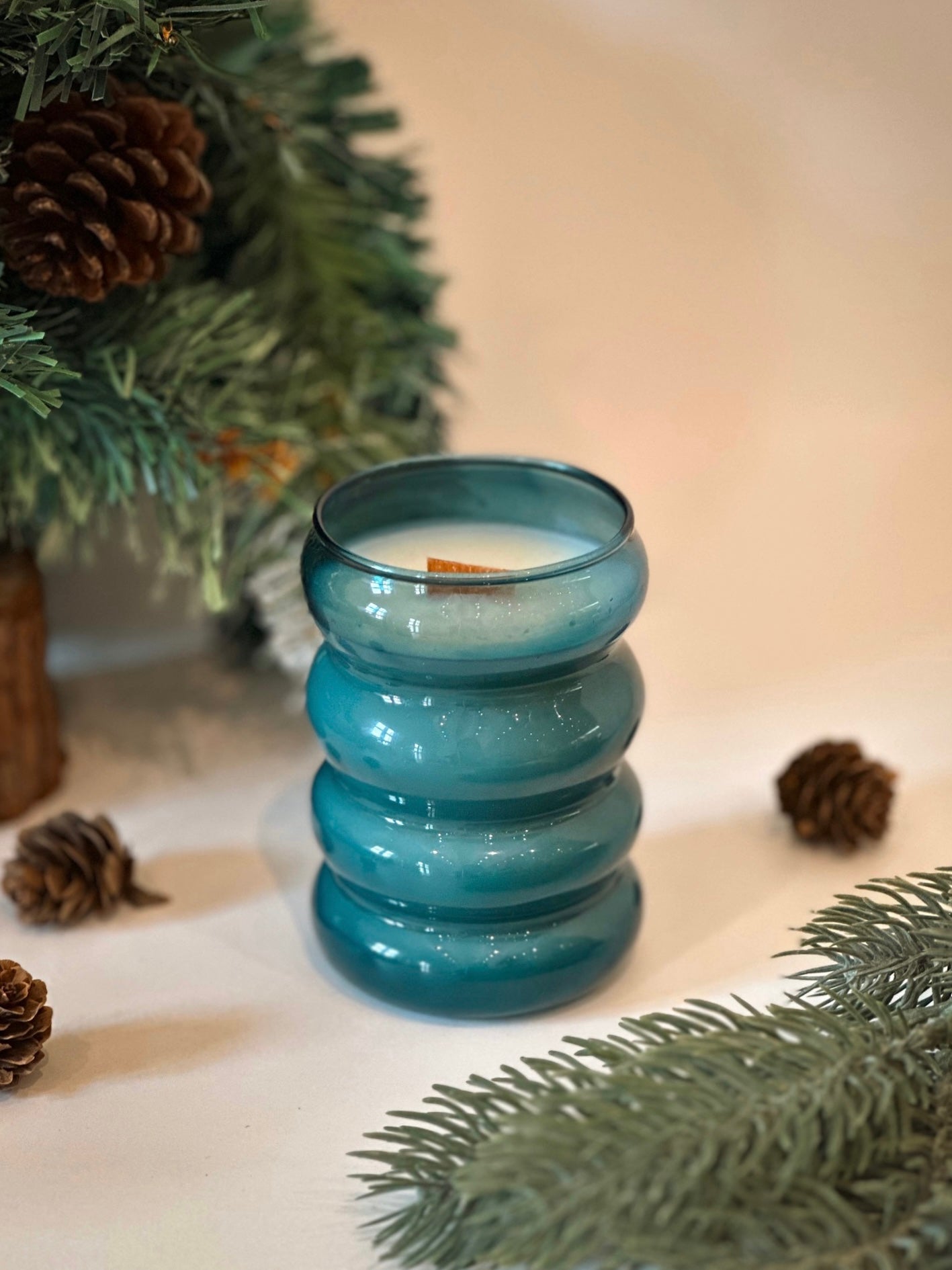 Winter Woodland Cloud Glass Candle