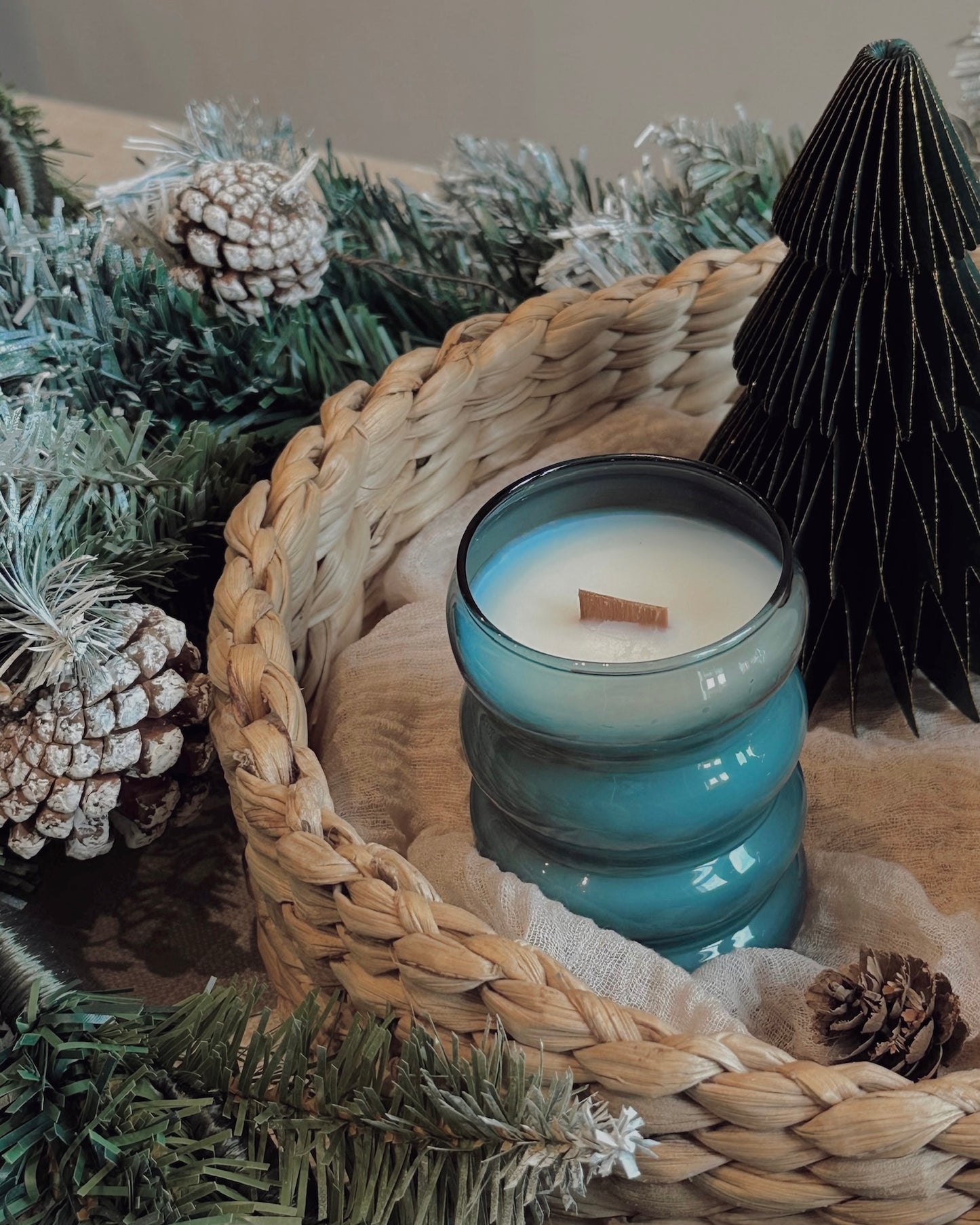 Winter Woodland Cloud Glass Candle